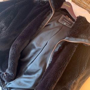 Lucky brand fur black bomber jacket size xl